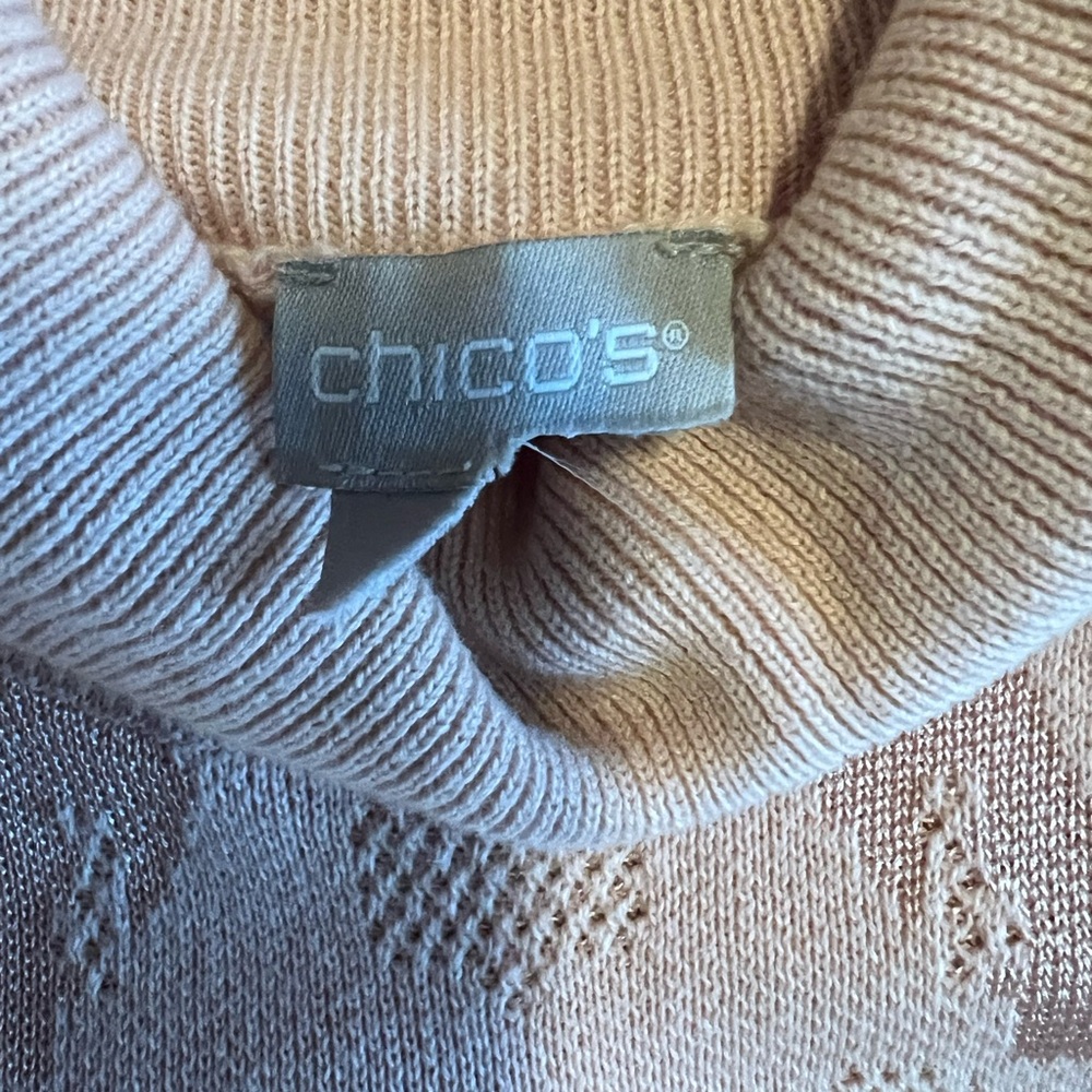 Chico's Sleeveless Pink Cowl Neck Sweater with Jacquard Design - Picture 5 of 5